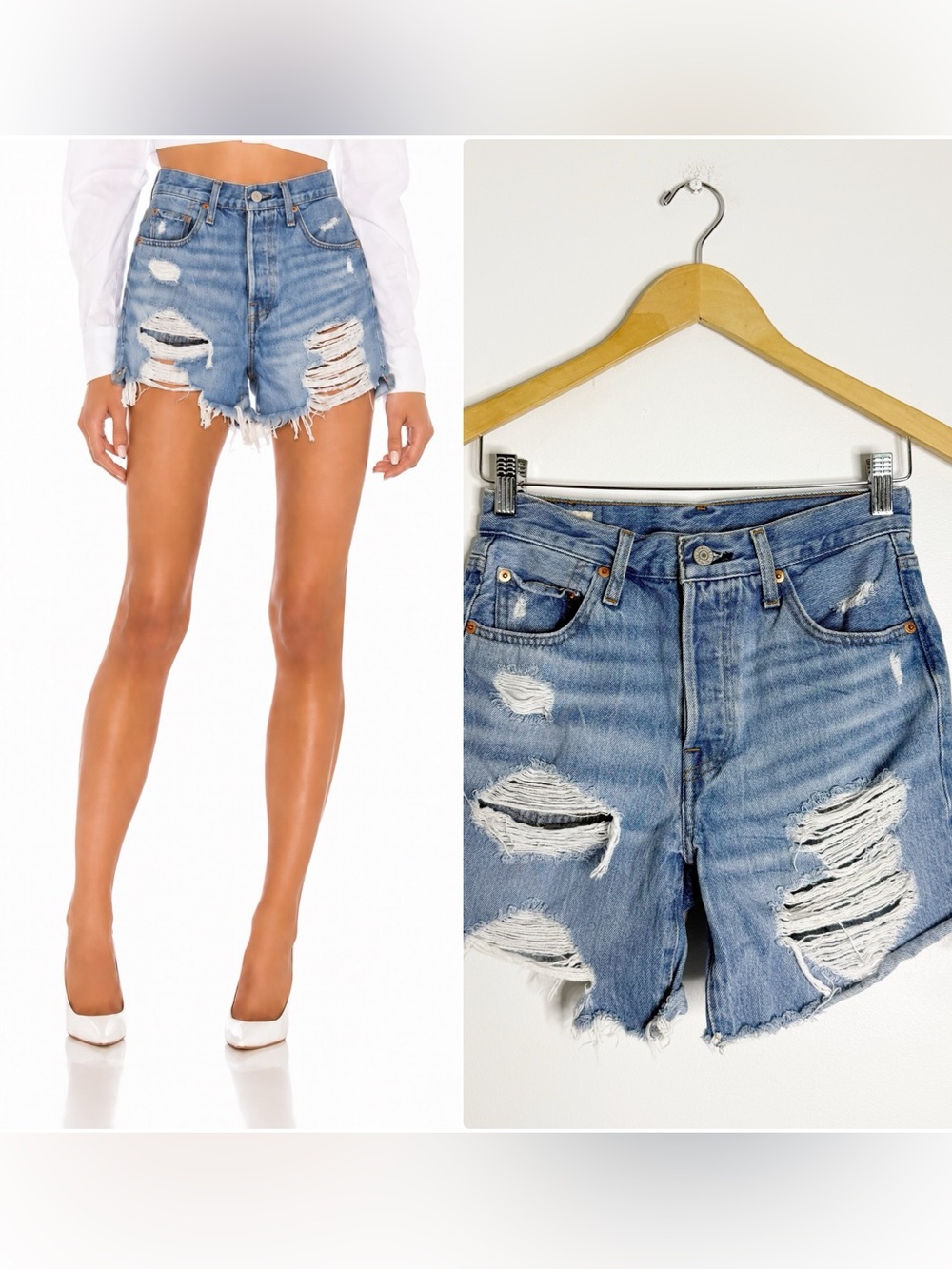 Levi’s 501 Women’s Distressed Denim Shorts Size 25 High Rise Cutoff